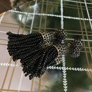 BaubleBar Black Beaded Tassel Earrings
